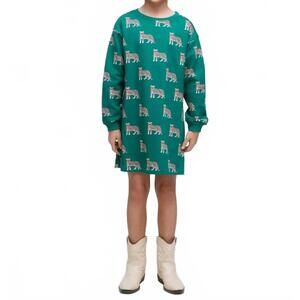 NEW COMPANIA FANTASTICA jaguar print long-sleeved dress in green